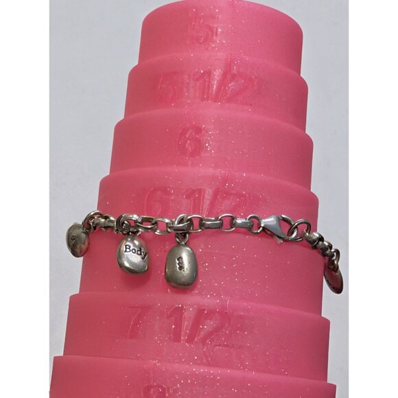 925 Jewelry - Sterling Silver Charm Bracelet Inspirational Words Marked 925 blessings